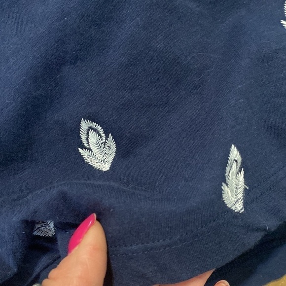 NEW Lucky Brand boho peasant top navy blue white size small short sleeve - Picture 6 of 6